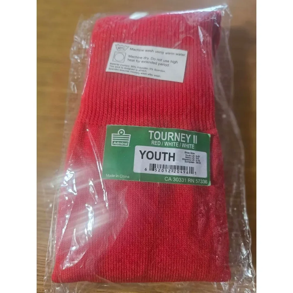 NWT Admiral Tourney II Youth Red Soccer Sports Socks One Size Athletic Knee High
